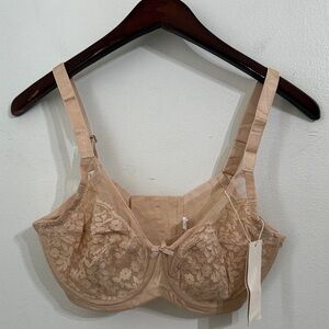 LACSPER Floral Bra Unlined Womens Size 34D Nude Feminine Intimates NWT